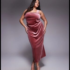ASOS Elegant Pink Velvet Maxi Dress